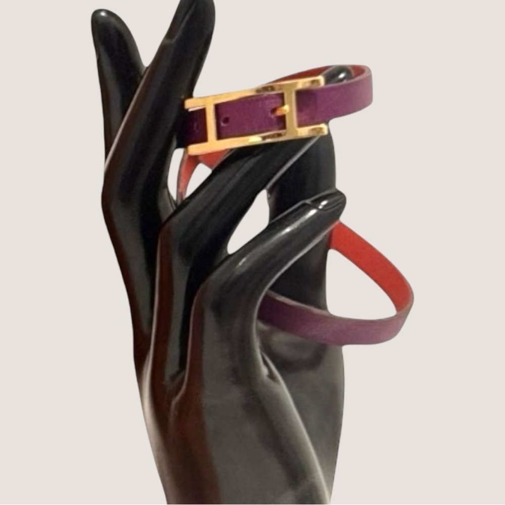 Hermes Behapi Double Tour Swift Leather Purple An… - image 5